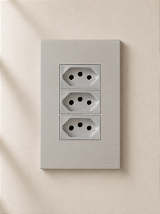 CJ TOMADA TRIPLA 10A 4X2 - RECTA PRATA SATIN FOSCO
