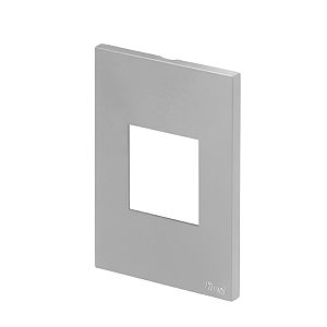 PLACA P/ 2 MOD. JUNTOS COM SUPORTE 4X2- RECTA PRATA SATIN FOSCO