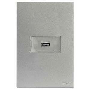 CJ ENTRADA USB 2.A HOR. 4X2 -  RECTA PRATA SATIN FOSCO