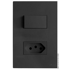 CJ INTERRUPTOR PARALELO + TOMADA 10A 4X2 - RECTA HOME GRAFITE FOSCO