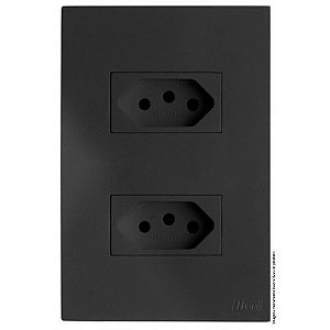 CJ TOMADA DUPLA 10A 4X2 - RECTA GRAFITE SATIN FOSCO