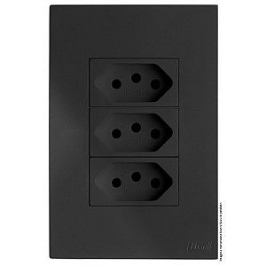 CJ TOMADA TRIPLA 10A 4X2 - RECTA GRAFITE SATIN FOSCO