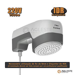 CHUVEIRO E-LEV (220V~7500W) - ENERBRAS BRANCO/PRATA