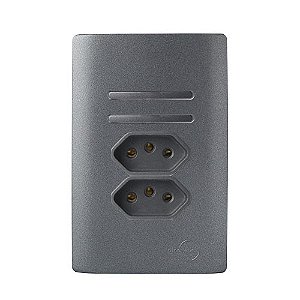 CJ INTERRUPTOR DUPLO SIMPLES + TOMADA DUPLA 20A (ESPECIAL) 4X2 - DICOMPEL NOVARA PRETO TOTAL