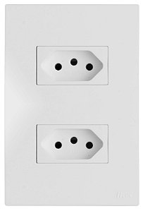 CJ TOMADA DUPLA 10A + 20A  4X2 - RECTA BRANCO SATIN FOSCO - BRS12549-1BR