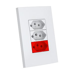 CJ TOMADA DUPLA 10A + 20A VERMELHO 4X2 - ENERBRAS DUBAI BRANCO - ED1212-ENVM
