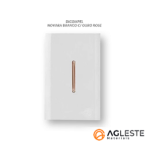 CJ INTERRUPTOR INTERMEDIARIO VERTICAL COM SUPORTE 4X2 -  NOVARA BRANCO C/ OURO ROSE