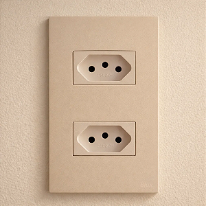 CJ TOMADA DUPLA 10 + 20A 4X2 - RECTA AREIA SATIN FOSCO
