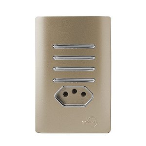 CJ INTERRUPTOR QUADRUPLO SIMPLES + TOMADA 10A (ESPECIAL) 4X2 - NOVARA CHAMPANHE CROMADO