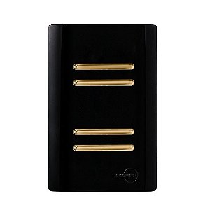 CJ INTERRUPTOR QUADRUPLO (2 SIMPLES + 2 PARALELO) ESPECIAL 4X2 - NOVARA PRETO BRILHANTE GOLD