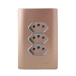 CJ TOMADA TRIPLA 10A 4X2 - NOVARA OURO ROSE CROMADO