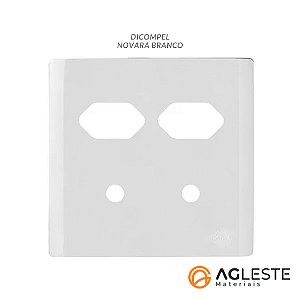 PLACA P/ 2 TOMADAS + 2 FUROS COM SUPORTE 4X4 - NOVARA BRANCO