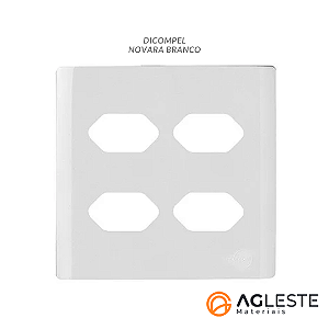 PLACA P/ 4 TOMADAS COM SUPORTE 4X4 - NOVARA BRANCO