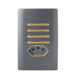 CJ INTERRUPTOR QUADRUPLO SIMPLES + TOMADA 10A (ESPECIAL) 4X2 - NOVARA PRETO GRAFITE GOLD