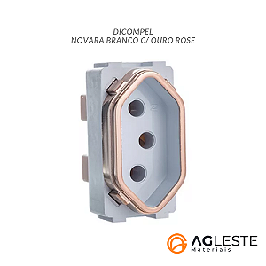 MODULO TOMADA 10A - DICOMPEL NOVARA BRANCO C/ OURO ROSE