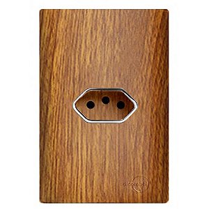CJ TOMADA 10A HORIZONTAL COM SUPORTE 4X2 - DICOMPEL NOVARA CUMARU CROMADO