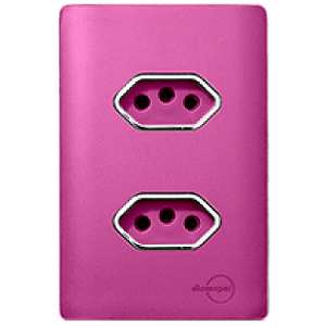 CJ TOMADA DUPLA 20A COM SUPORTE 4X2 - DICOMPEL NOVARA ROSA FOSCO CROMADO
