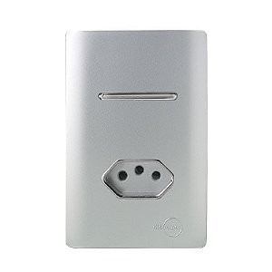 CJ INTERRUPTOR SIMPLES + TOMADA 10A 4X2 - NOVARA PRATA CROMADO