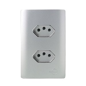 CJ TOMADA DUPLA 10A  4X2 - NOVARA PRATA CROMADO