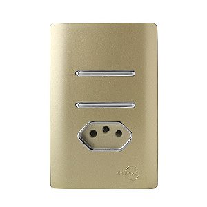 CJ INTERRUPTOR DUPLO PARALELO + TOMADA 20A 4X2 - NOVARA DOURADO CROMADO