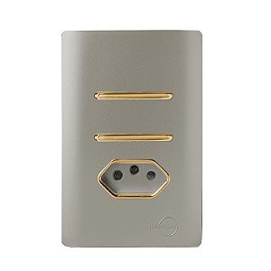 CJ INTERRUPTOR DUPLO SIMPLES + TOMADA 20A COM SUPORTE 4X2 - NOVARA AÇO