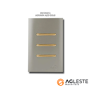 CJ INTERRUPTOR TRIPLO SIMPLES COM SUPORTE 4X2 - NOVARA AÇO GOLD