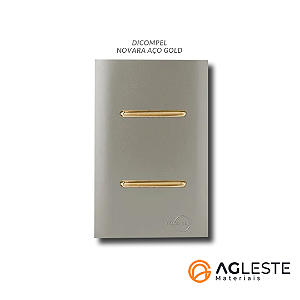 CJ INTERRUPTOR DUPLO SIMPLES COM SUPORTE 4X2 - NOVARA AÇO GOLD