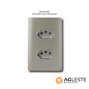 CJ TOMADA DUPLA 10A HORIZONTAL 4X2 - NOVARA AÇO CROMADO