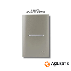 CJ INTERRUPTOR SIMPLES HORIZONTAL COM SUPORTE 4X2 - NOVARA AÇO CROMADO