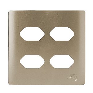 PLACA P/ 4 TOMADAS COM SUPORTE 4X4 - NOVARA CHAMPANHE