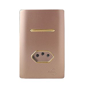 CJ INTERRUPTOR SIMPLES + TOMADA 10A 4X2 - NOVARA OURO ROSE GOLD