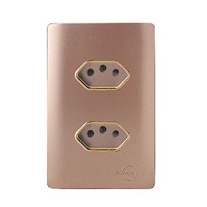 CJ TOMADA DUPLA 10A C/ SUPORTE 4X2 - NOVARA OURO ROSE GOLD
