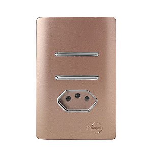 CJ INTERRUPTOR DUPLO PARALELO + TOMADA 20A 4X2 - NOVARA OURO ROSE CROMADO