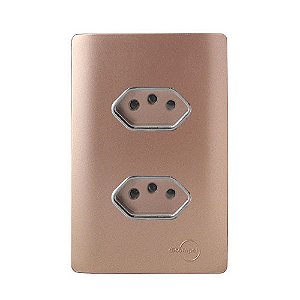 CJ TOMADA DUPLA 20A 4X2 - NOVARA OURO ROSE CROMADO