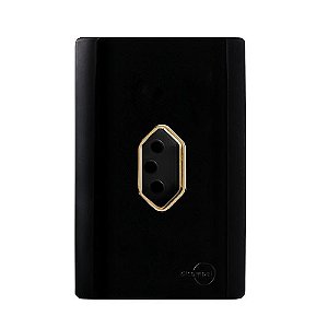 CJ TOMADA 10A VERTICAL 4X2 - NOVARA PRETO BRILHANTE GOLD