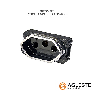 MODULO TOMADA 20A - DICOMPEL NOVARA PRETO BRILHANTE CROMADO