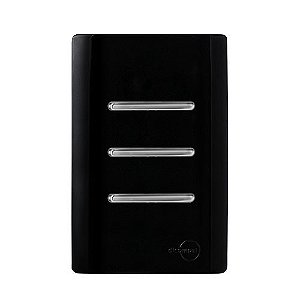 CJ INTERRUPTOR TRIPLO SIMPLES 4X2 - NOVARA PRETO BRILHANTE CROMADO