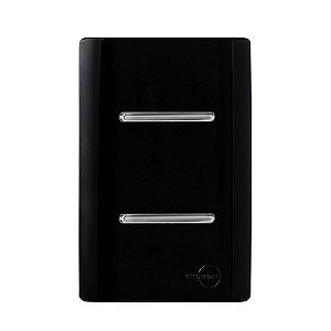 CJ INTERRUPTOR DUPLO PARALELO 4X2 - NOVARA PRETO BRILHANTE CROMADO