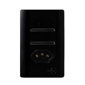 CJ INTERRUPTOR DUPLO PARALELO + TOMADA 20A 4X2 - NOVARA PRETO BRILHANTE TOTAL