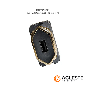 MODULO USB 2.0 - DICOMPEL NOVARA PRETO GRAFITE GOLD