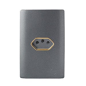 CJ TOMADA 10A HORIZONTAL 4X2 - NOVARA PRETO GRAFITE GOLD