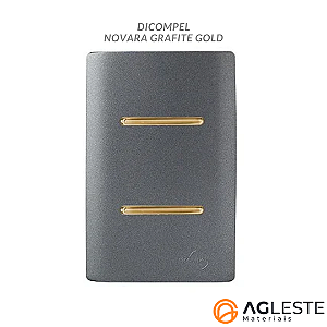 CJ INTERRUPTOR DUPLO SIMPLES 4X2 - NOVARA PRETO GRAFITE GOLD