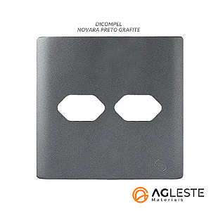 PLACA P/ 2 TOMADAS HORIZONTAL C/SUPORTE 4X4 - NOVARA PRETO GRAFITE