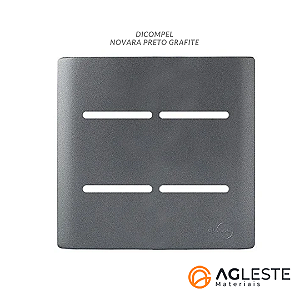 PLACA P/ 4 INTERRUPTORES HORIZONTAL C/ SUPORTE 4X4 - NOVARA PRETO GRAFITE