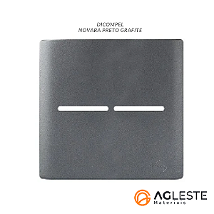 PLACA P/ 2 INTERRUPTORES HORIZONTAL C/ SUPORTE 4X4 - NOVARA PRETO GRAFITE