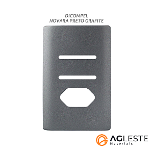 PLACA P/ 2 INTERRUPTORES + 1 TOMADA C/ SUPORTE 4X2 - NOVARA PRETO GRAFITE