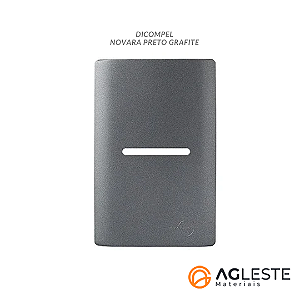 PLACA P/ 1 INTERRUPTOR HORIZONTAL C/ SUPORTE 4X2 - NOVARA PRETO GRAFITE