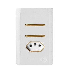 CJ INTERRUPTOR DUPLO SIMPLES + TOMADA 20A 4X2 - NOVARA BRANCO GOLD