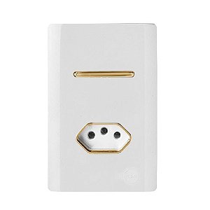 CJ INTERRUPTOR SIMPLES + TOMADA 10A 4X2 - NOVARA BRANCO GOLD