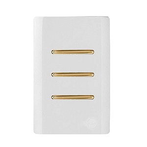 CJ INTERRUPTOR TRIPLO (2 SIMPLES + 1 PARALELO) 4X2 - NOVARA BRANCO GOLD